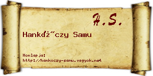 Hankóczy Samu névjegykártya